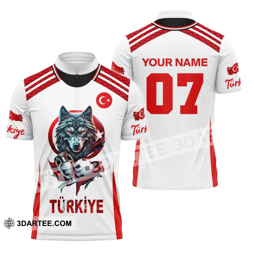 Unisex Shirt Custom Name And Number Turkiye Football Turkey Euro 2024 Türkiye Polo Long Sleeve