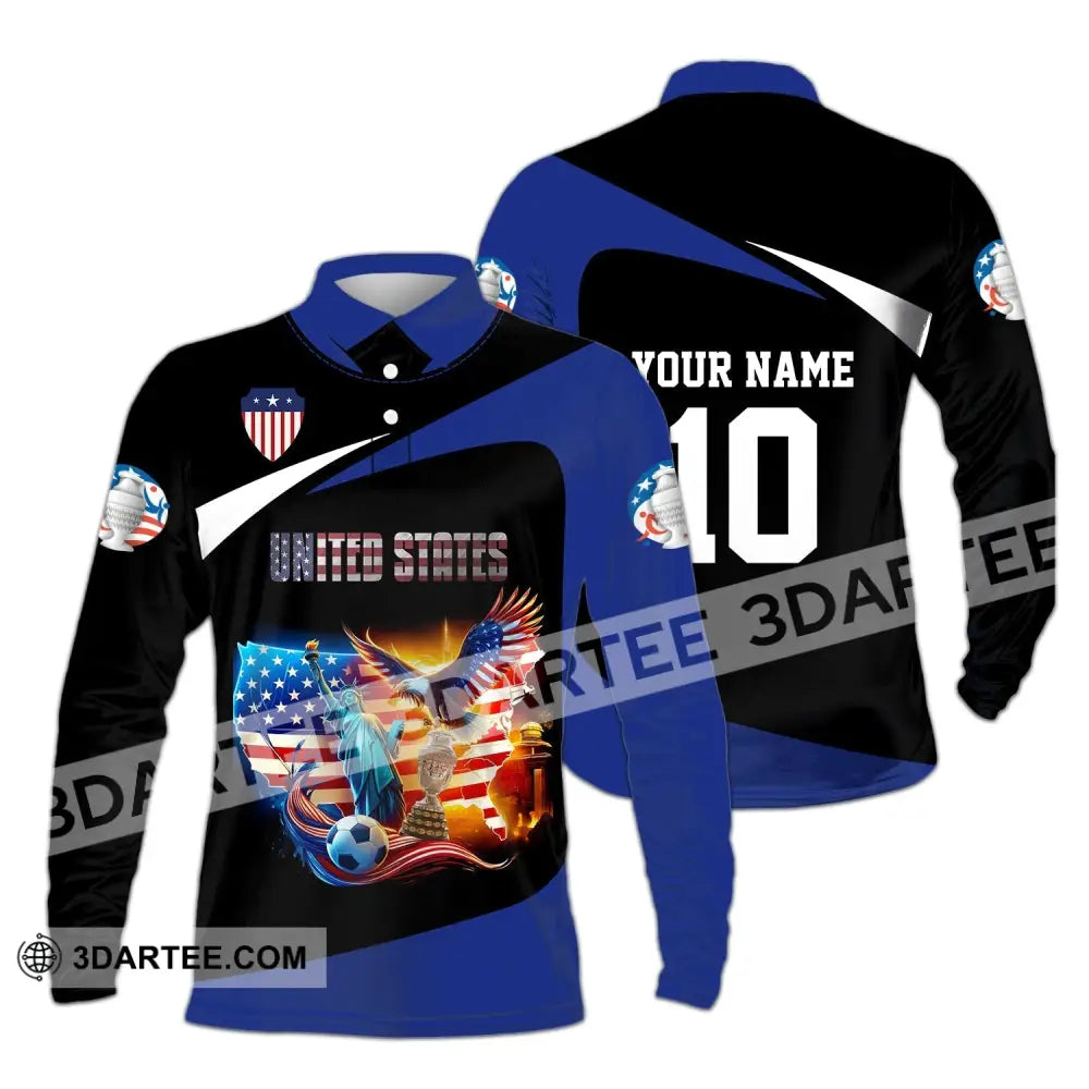 Unisex Shirt - Custom Name And Number United States National Team Long Sleeve Polo / S T-Shirt