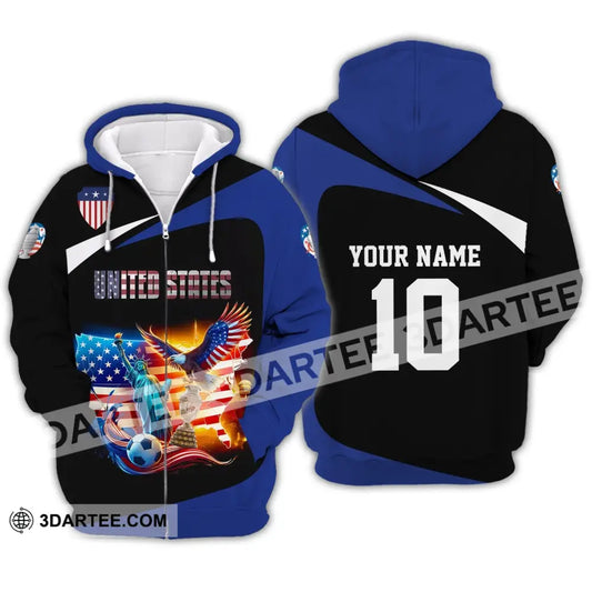 Unisex Shirt - Custom Name And Number United States National Team Zipper Hoodie / S T-Shirt