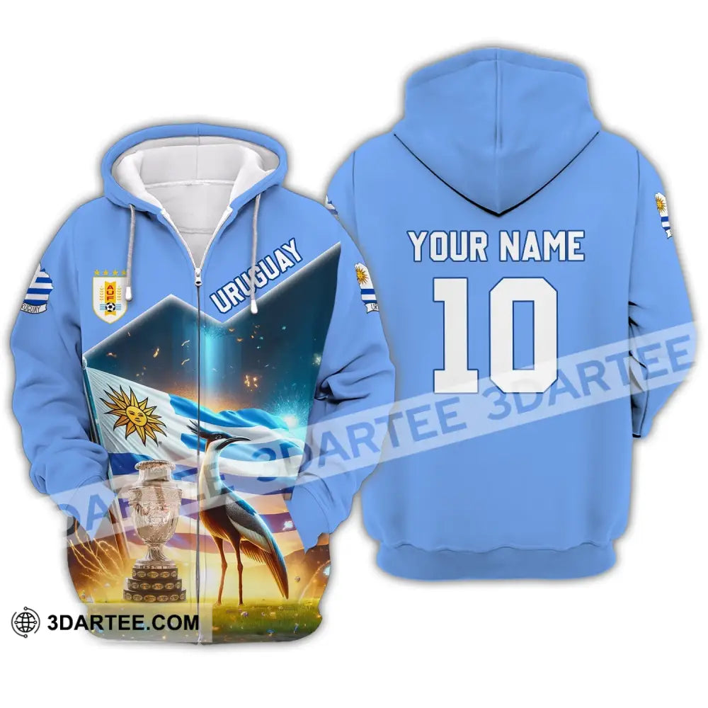 Unisex Shirt - Custom Name And Number Uruguay National Team Lover Zipper Hoodie / S T-Shirt