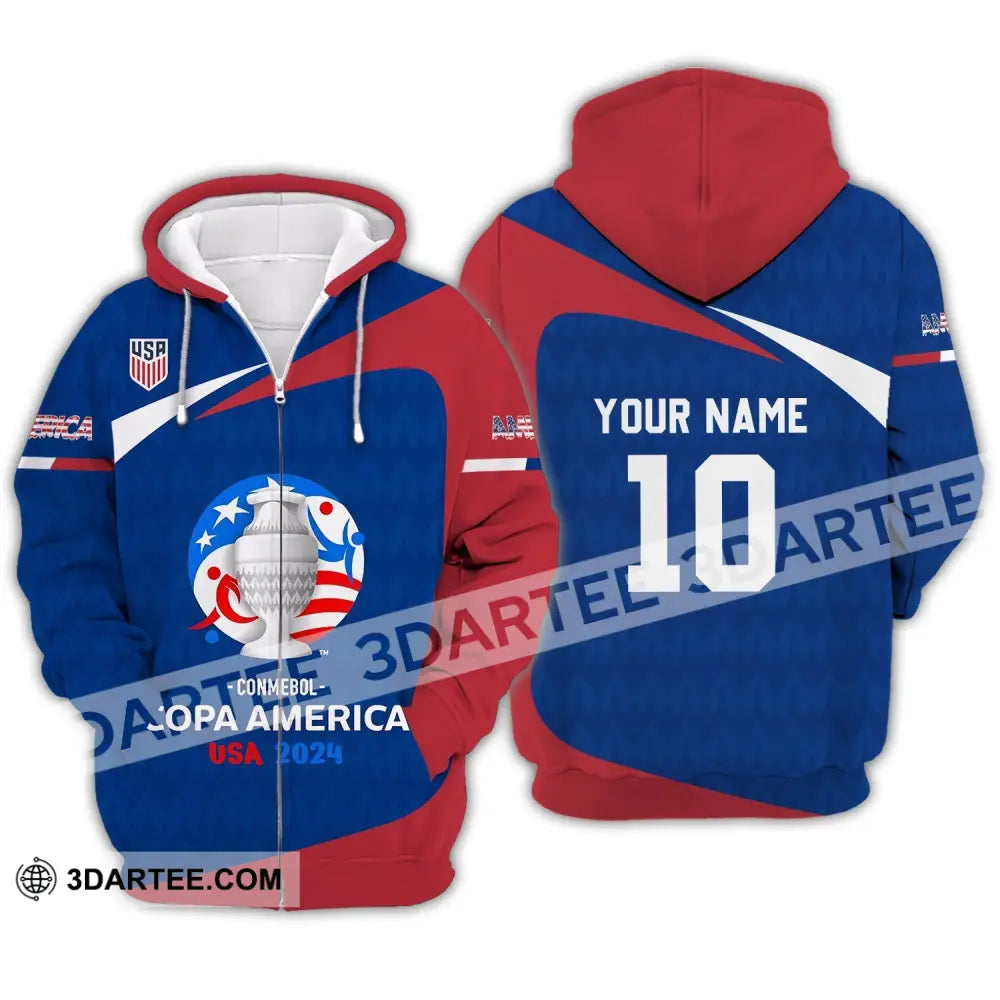 Unisex Shirt - Custom Name And Number Usa National Team Lover Zipper Hoodie / S T-Shirt