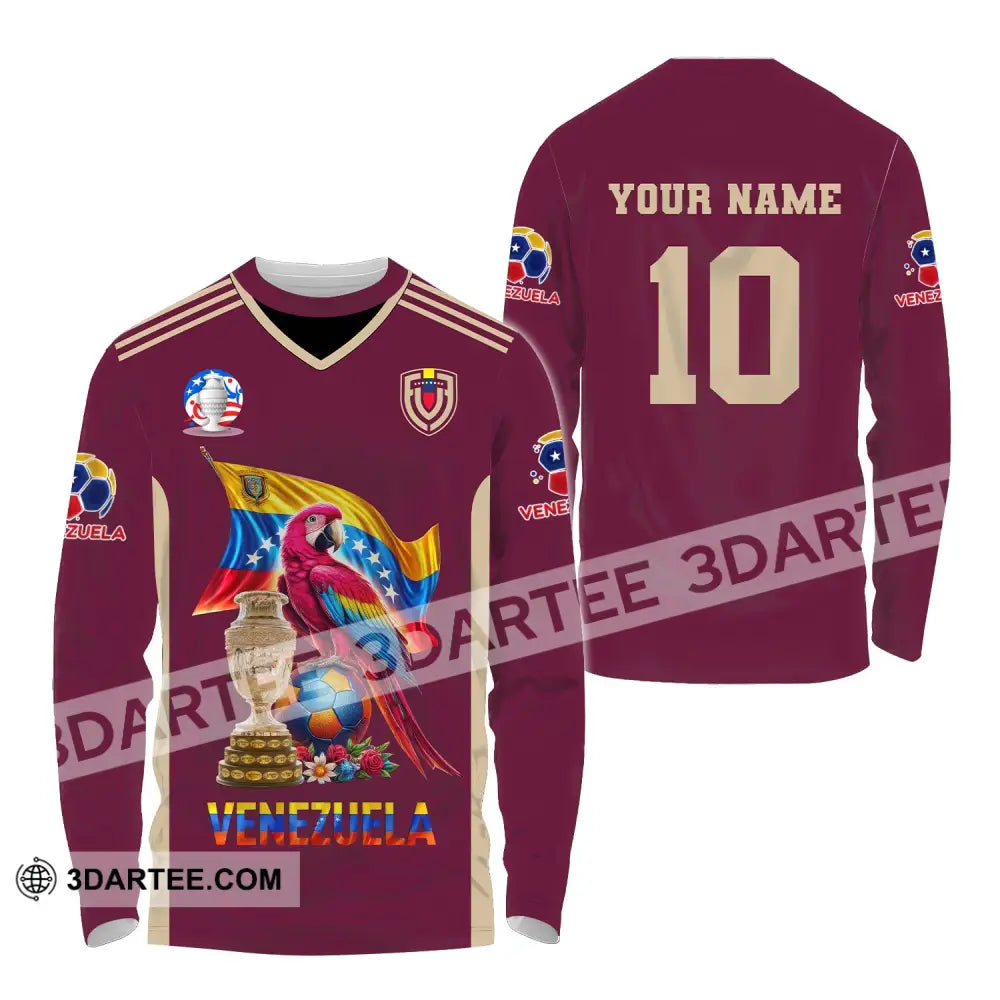 Unisex Shirt Custom Name And Number Venezuela Football T-Shirt Polo Long Sleeve