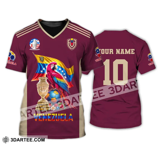 Unisex Shirt Custom Name And Number Venezuela Football T-Shirt Polo Long Sleeve / S