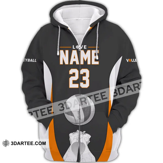 Unisex Shirt Custom Name And Number Volleyball Hoodie Team T-Shirt Gift For Players Zipper / S