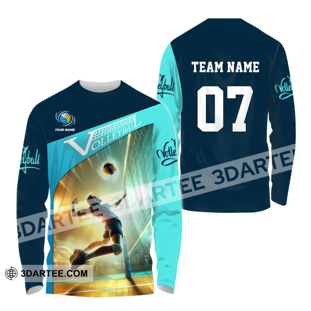 Unisex Shirt Custom Name And Number Volleyball Lover Gift Long Sleeve / S T-Shirt