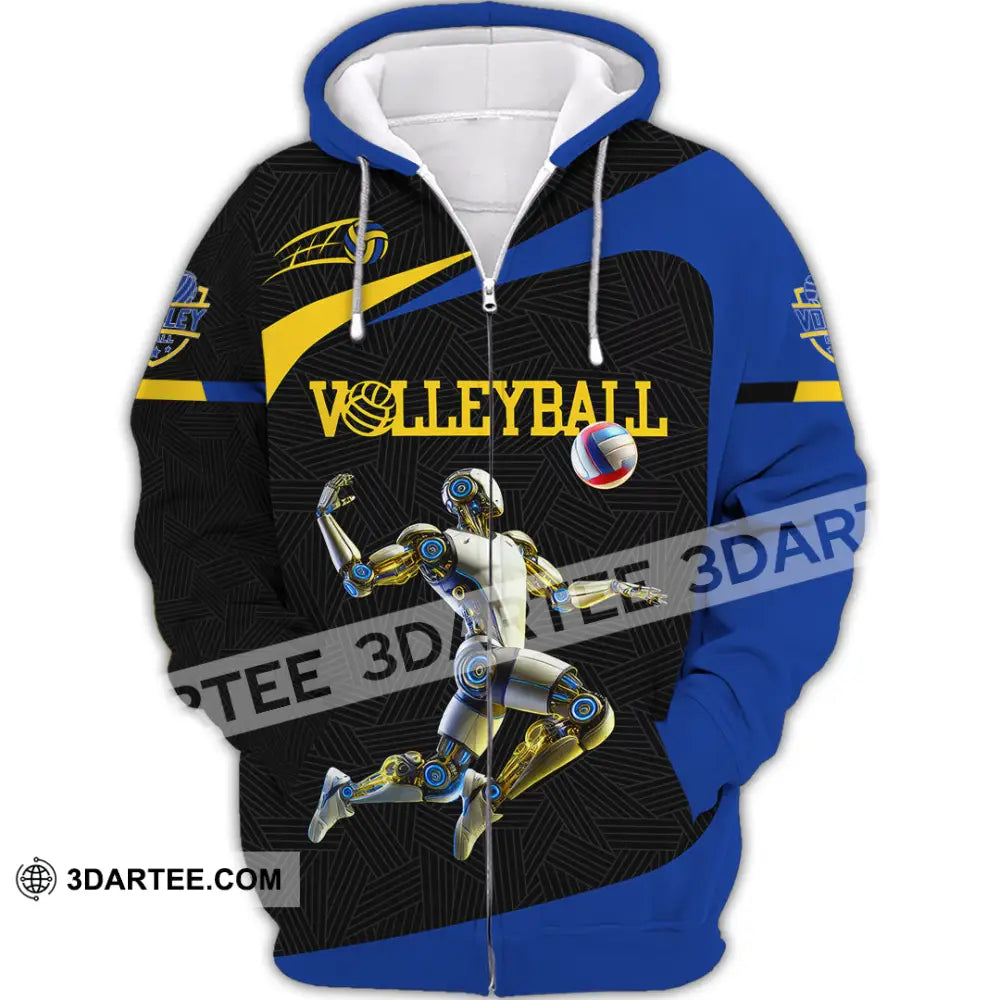 Unisex Shirt Custom Name And Number Volleyball Lover Gift Zipper Hoodie / S T-Shirt