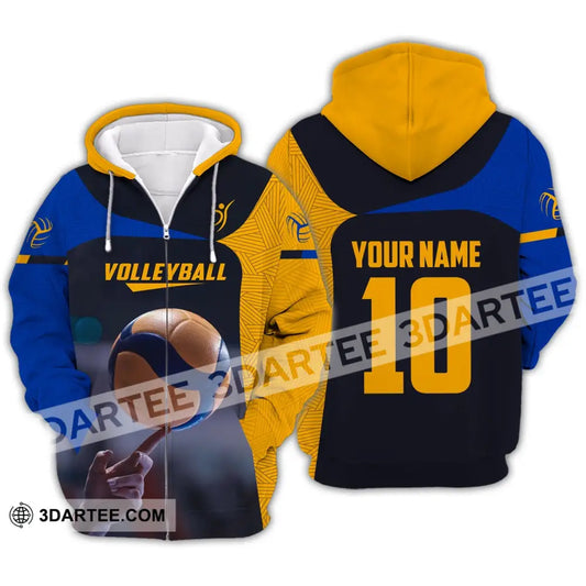 Unisex Shirt Custom Name And Number Volleyball T-Shirt For Club Gift Lovers Zipper Hoodie / S