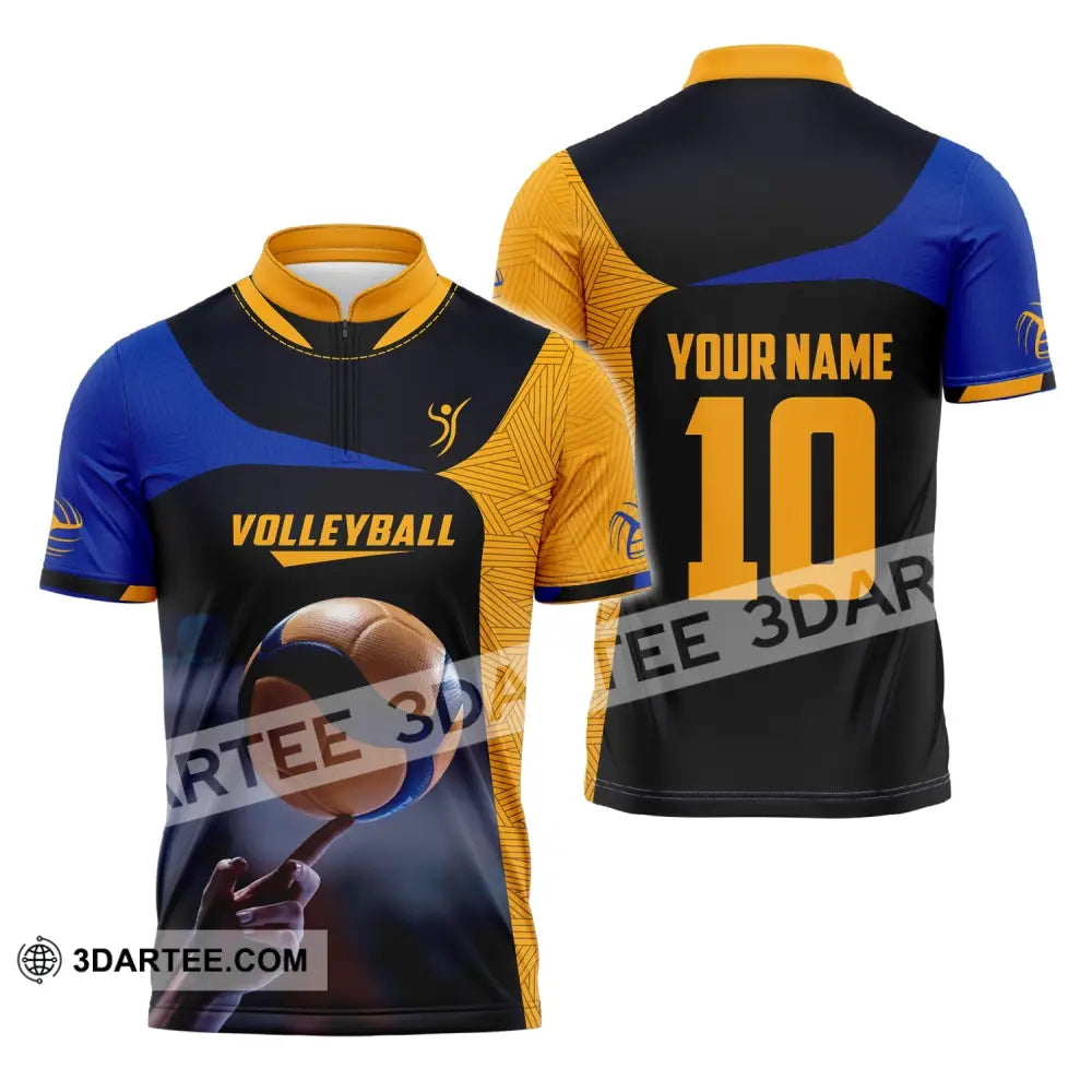 Unisex Shirt Custom Name And Number Volleyball T-Shirt For Club Gift Lovers Zipper Polo / S T-Shirt