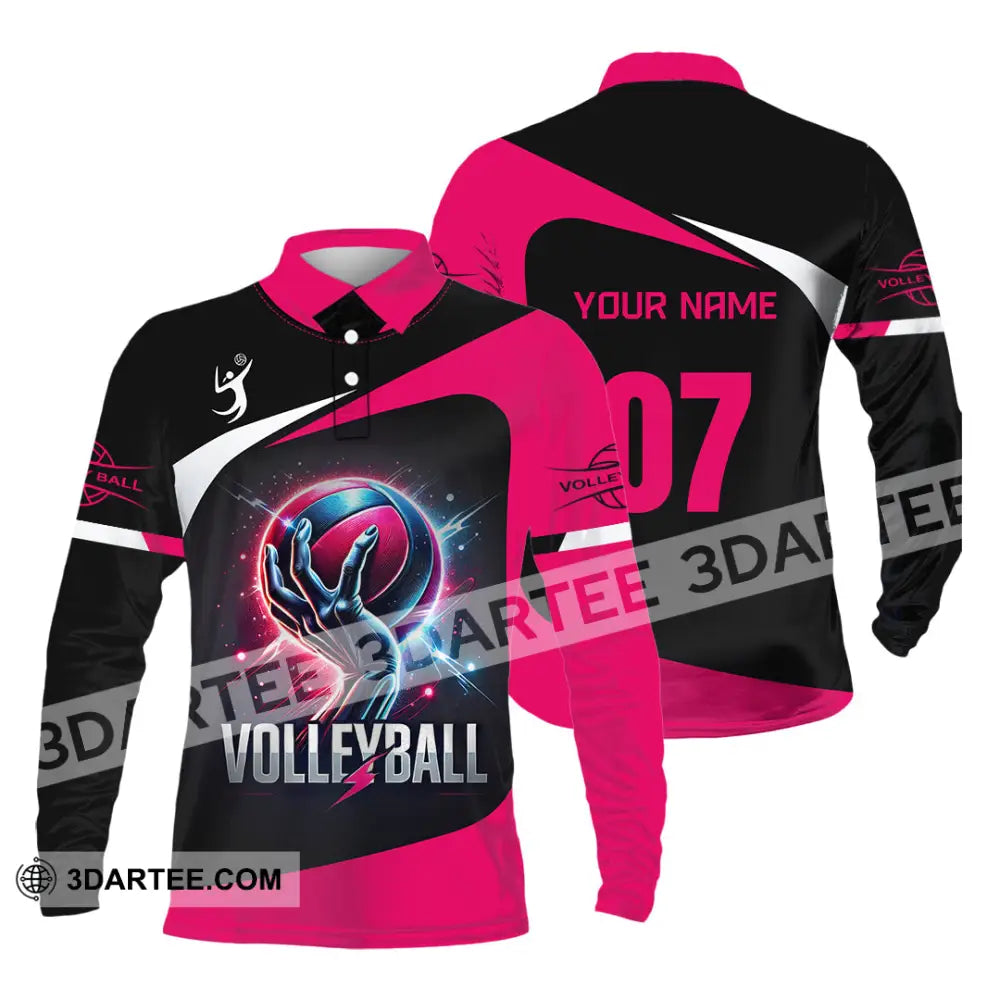 Unisex Shirt Custom Name And Number Volleyball T-Shirt Hoodie Long Sleeve Gift For Lovers Polo / S