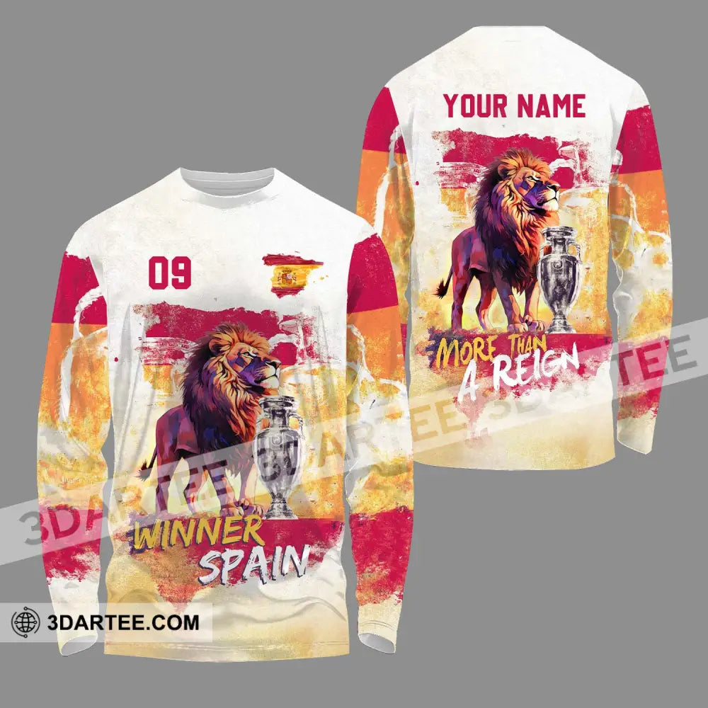 Unisex Shirt - Custom Name And Number Winner Spain Long Sleeve / S T-Shirt