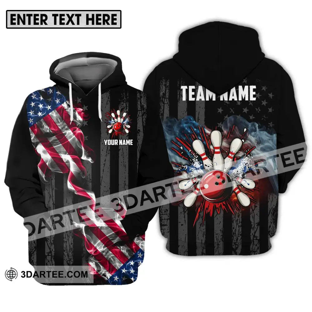 Unisex Shirt - Custom Name And Team America Bowling Sport Hoodie / S T-Shirt