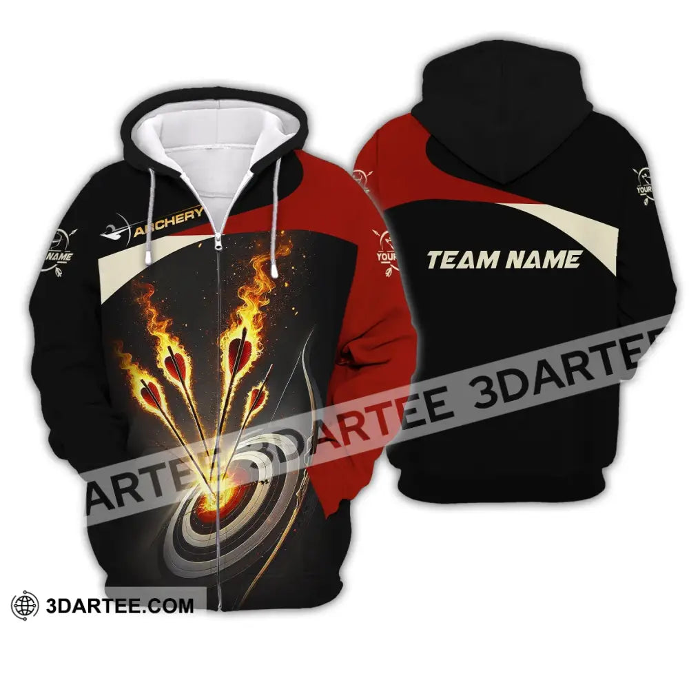 Unisex Shirt Custom Name And Team Archer Archery Uniform Gift Zipper Hoodie / S T-Shirt