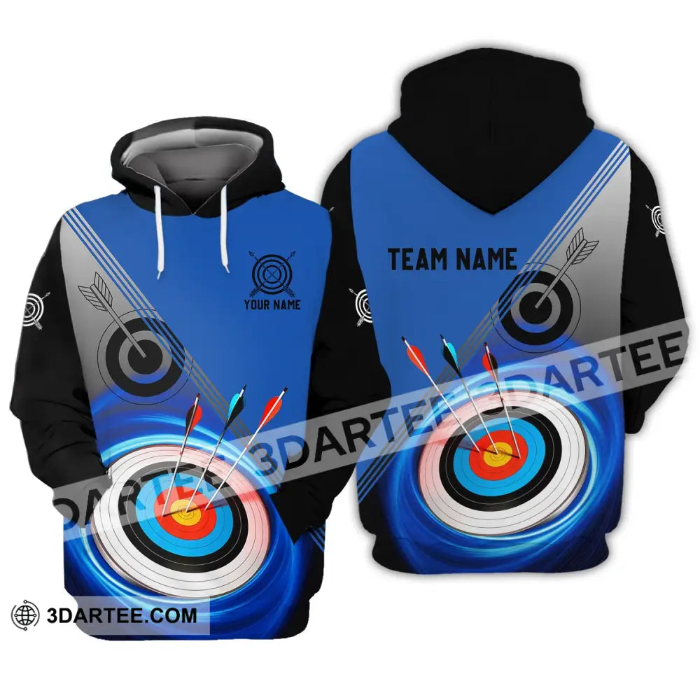 Unisex Shirt - Custom Name And Team Archery Lover Blue Hoodie / S T-Shirt