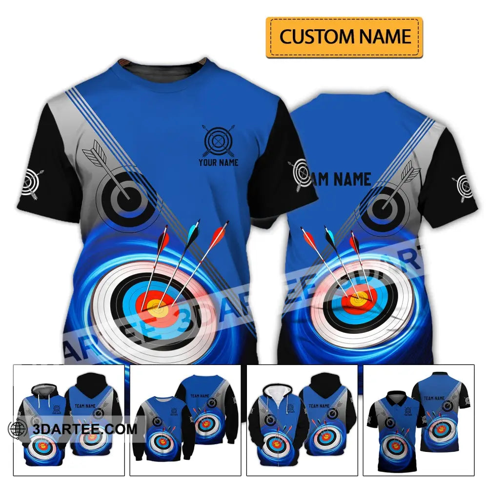 Unisex Shirt - Custom Name And Team Archery Lover Blue T-Shirt