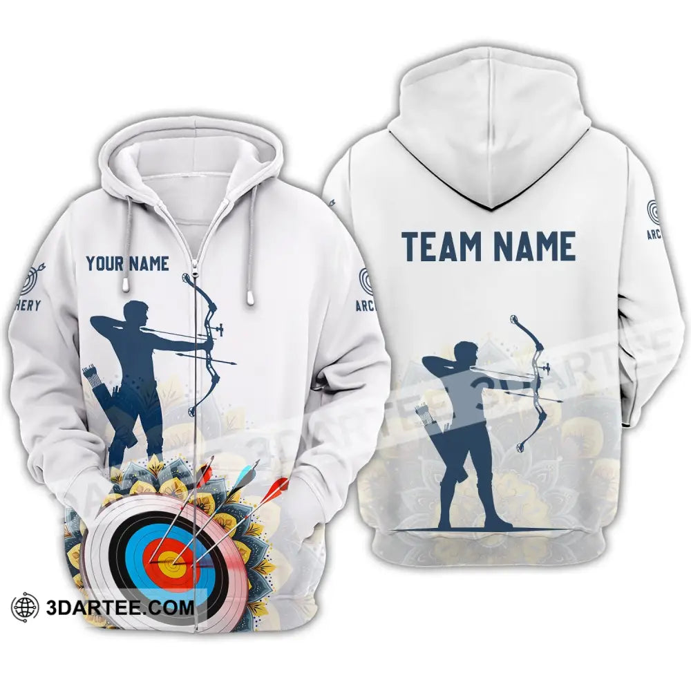 Unisex Shirt - Custom Name And Team Archery Lover Zipper Hoodie / S T-Shirt