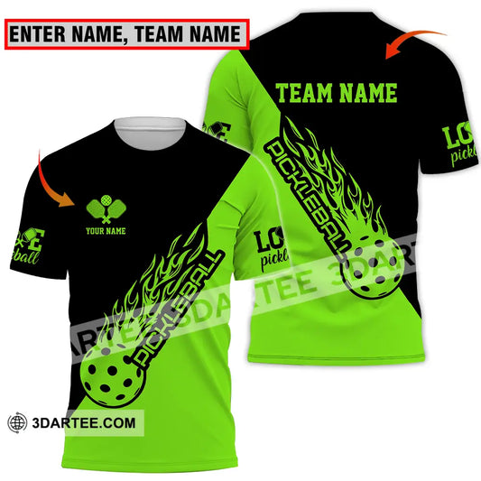 Unisex Shirt - Custom Name And Team Black Green Pickleball T-Shirt