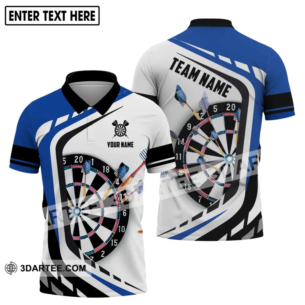 Unisex Shirt - Custom Name And Team Black White Blue Color Darts Lover Polo / S T-Shirt