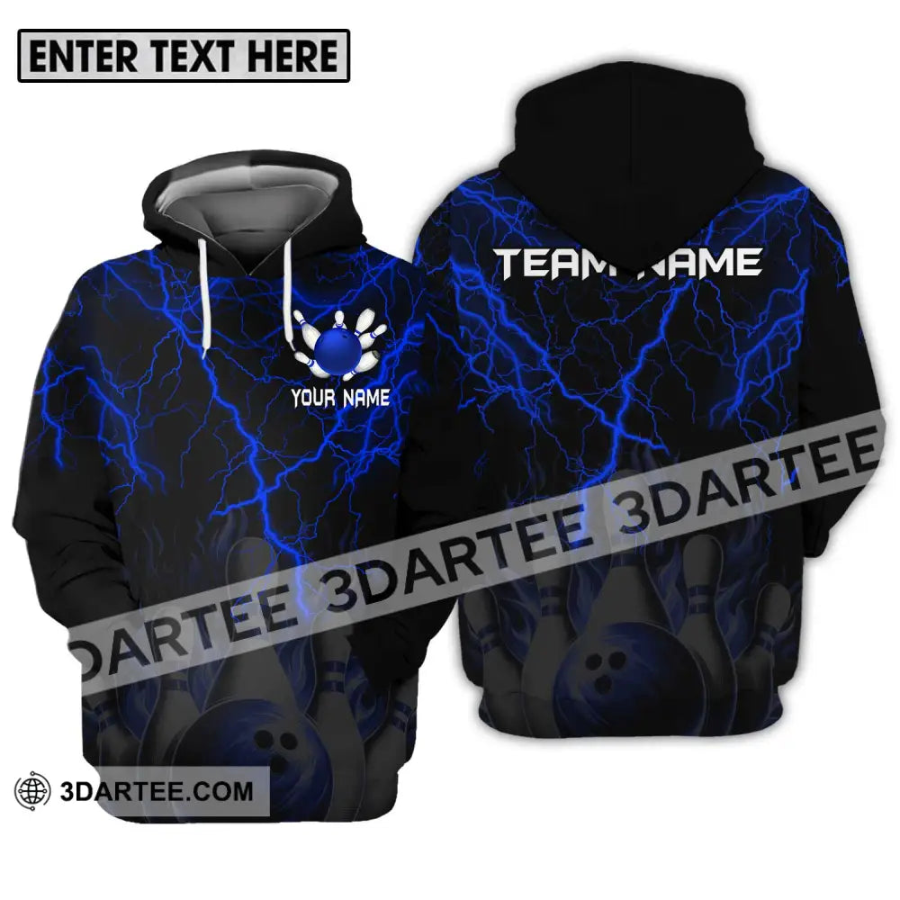 Unisex Shirt - Custom Name And Team Blue Thunder Bowling Hoodie / S T-Shirt