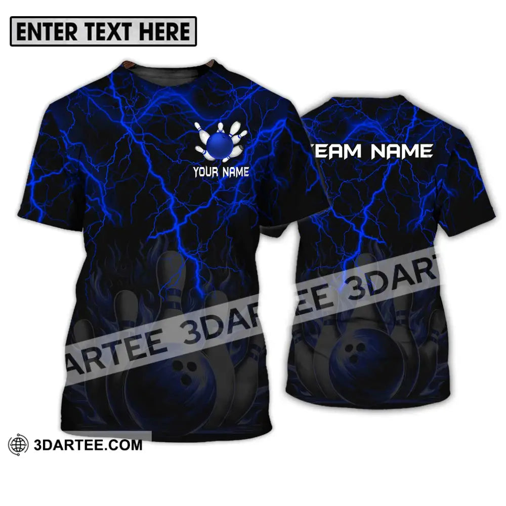 Unisex Shirt - Custom Name And Team Blue Thunder Bowling T-Shirt / S T-Shirt