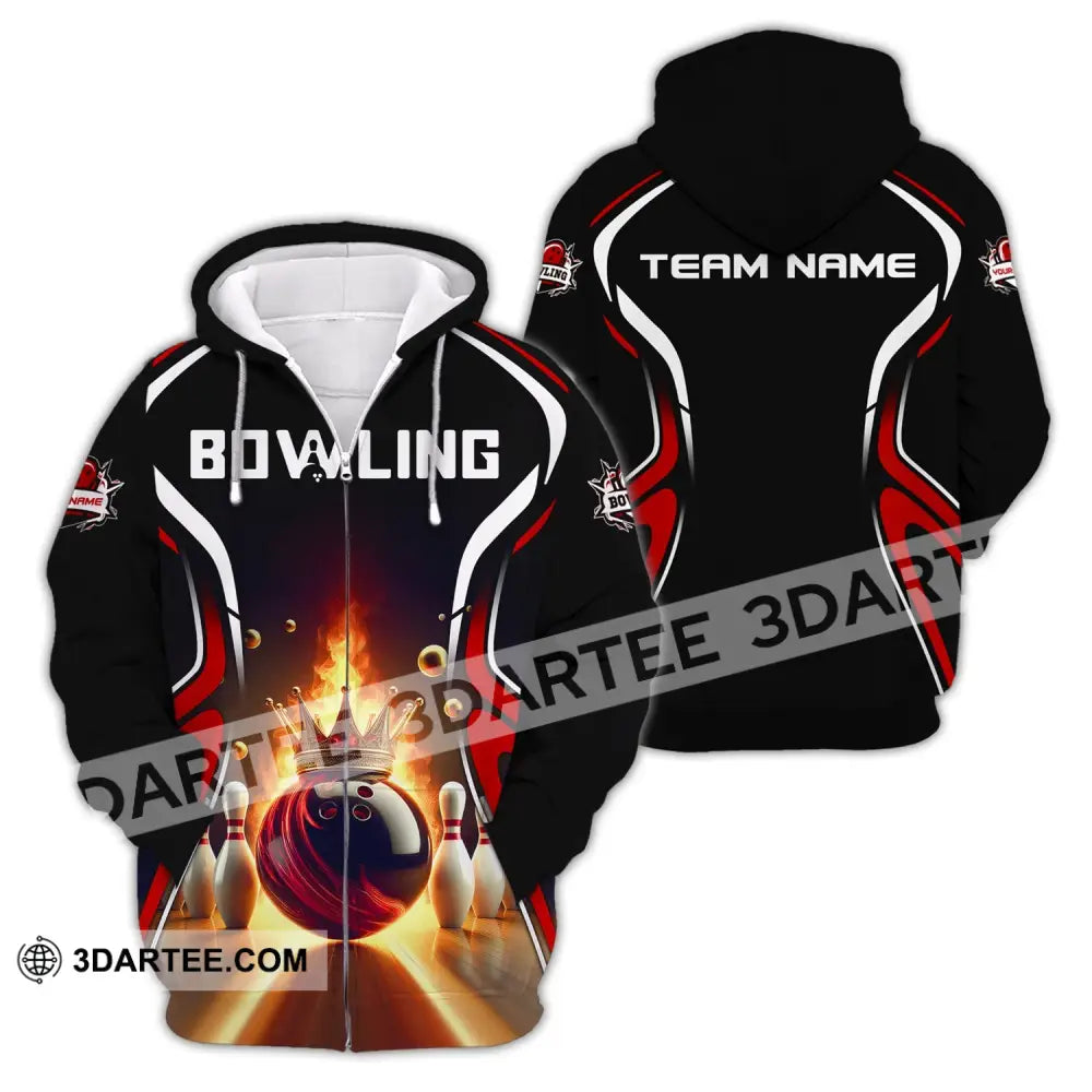 Unisex Shirt Custom Name And Team Bowling For Clubs Zipper Hoodie / S T-Shirt