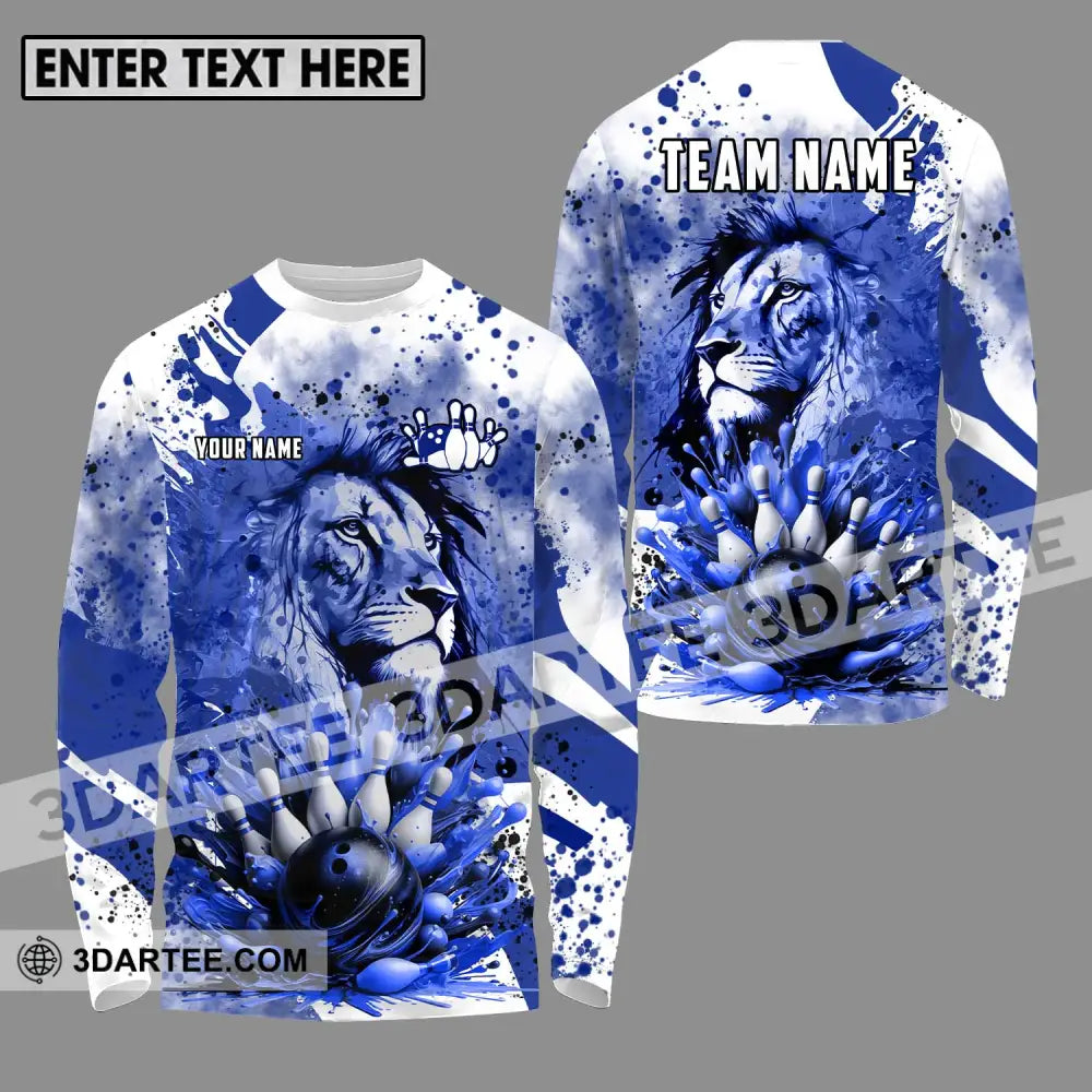 Unisex Shirt - Custom Name And Team Bowling Ice Lion Long Sleeve / S T-Shirt