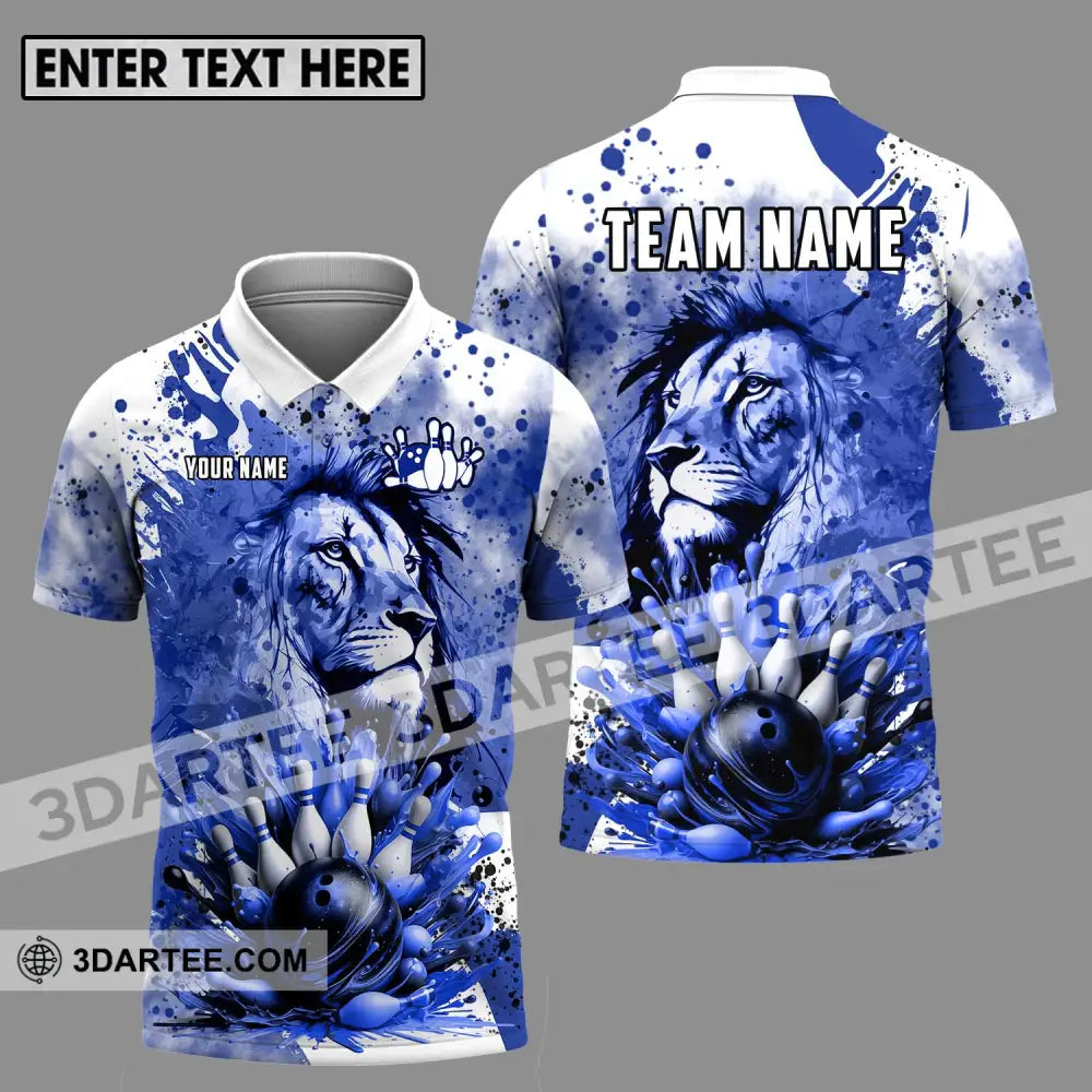 Unisex Shirt - Custom Name And Team Bowling Ice Lion Polo / S T-Shirt