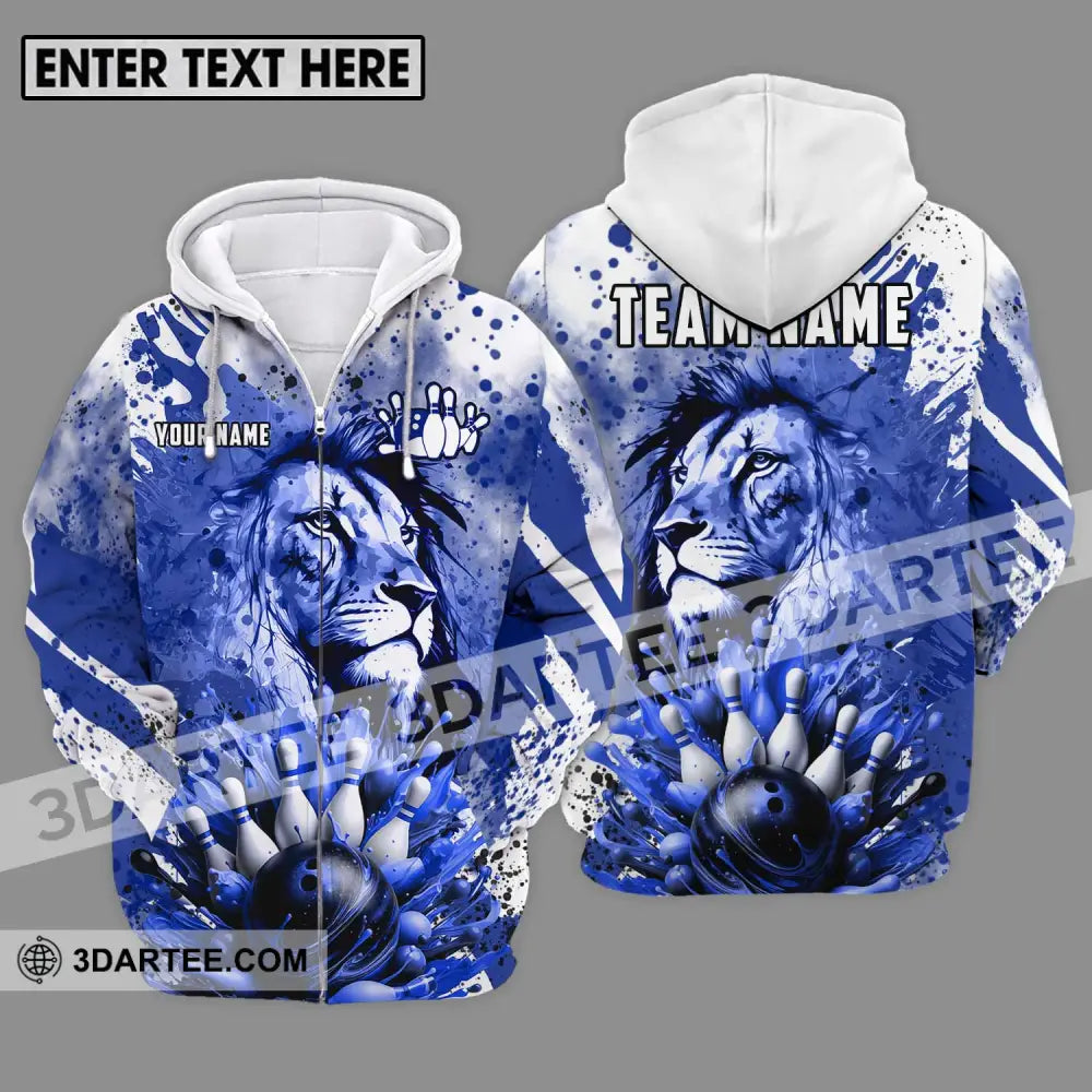 Unisex Shirt - Custom Name And Team Bowling Ice Lion Zipper Hoodie / S T-Shirt