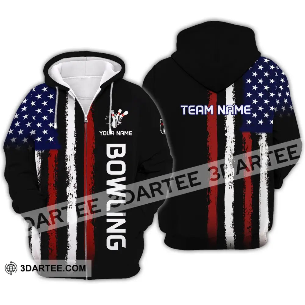 Unisex Shirt - Custom Name And Team Bowling Lover Gift Zipper Hoodie / S T-Shirt