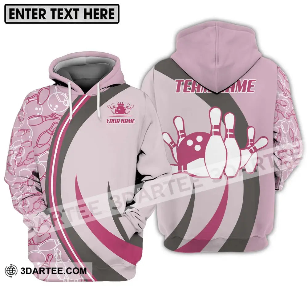 Unisex Shirt - Custom Name And Team Bowling Pink Hoodie / S T-Shirt