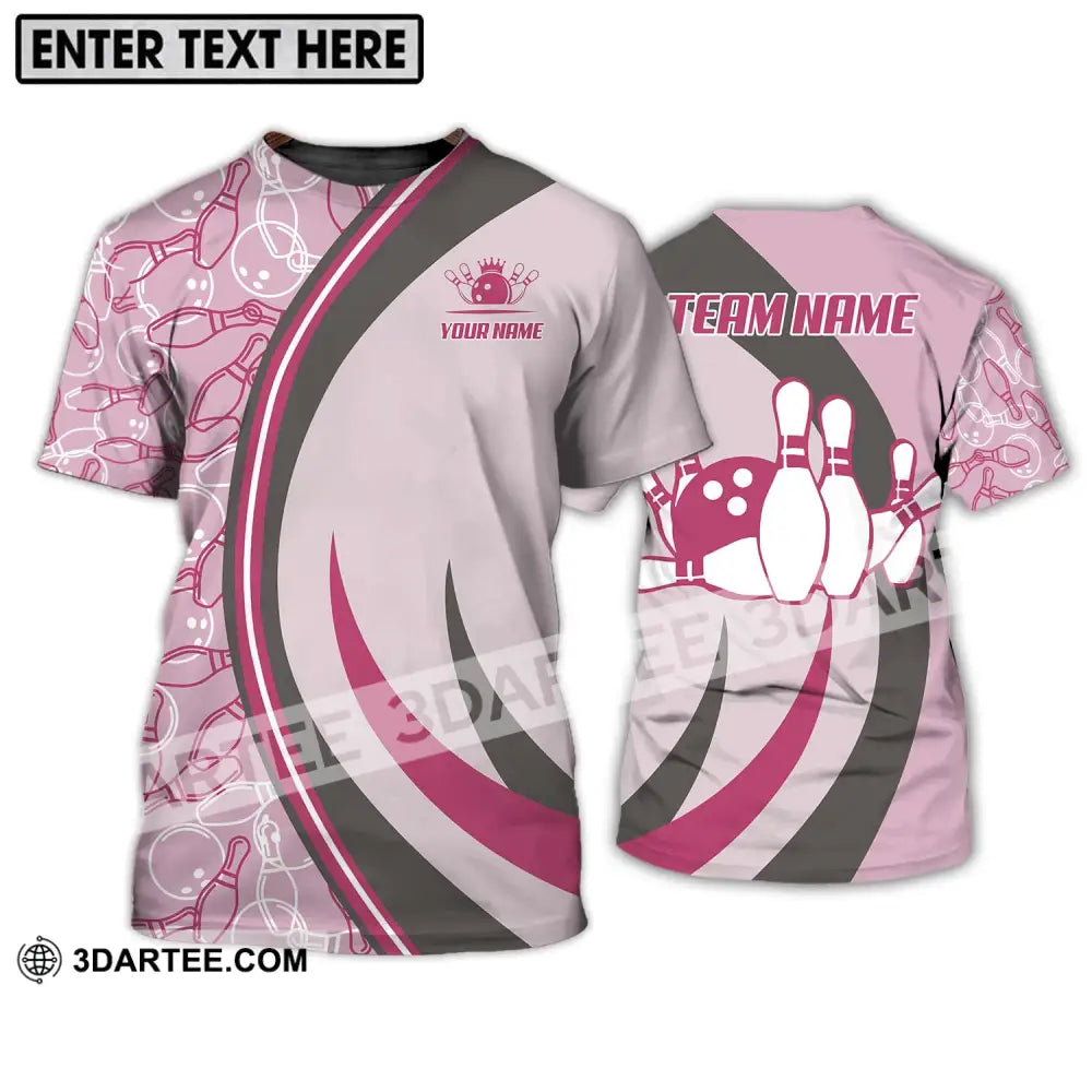 Unisex Shirt - Custom Name And Team Bowling Pink T-Shirt / S T-Shirt