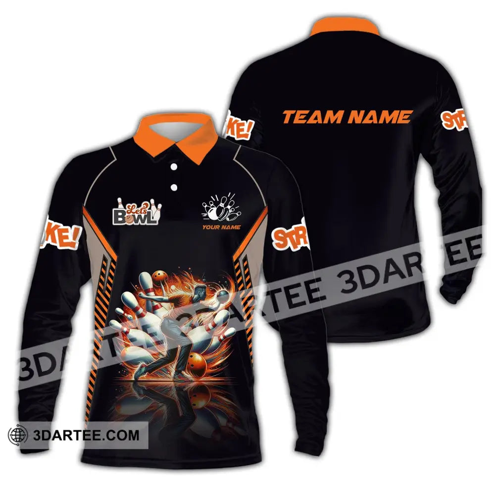 Unisex Shirt Custom Name And Team Bowling Polo Let’s Bowl T-Shirt Hoodie Long Sleeve / S