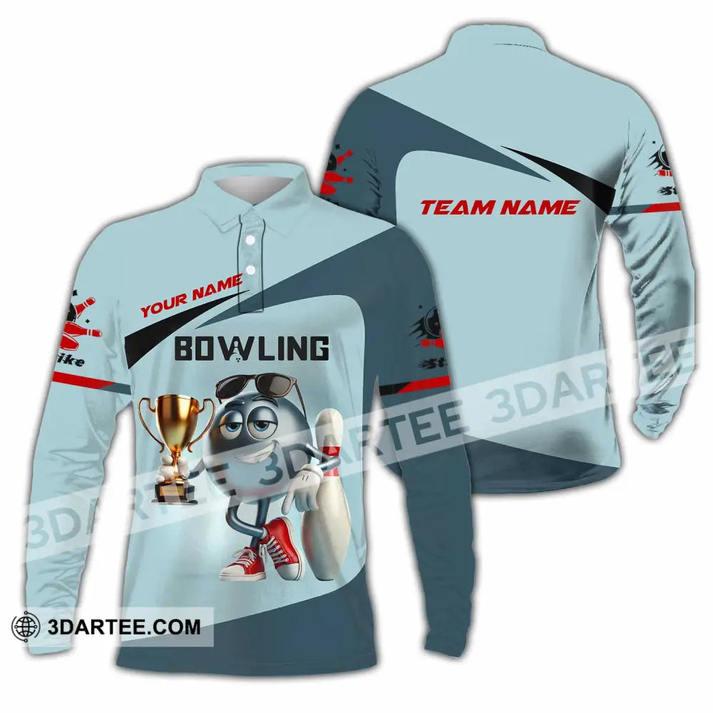 Unisex Shirt Custom Name And Team Bowling Polo Long Sleeve Love T-Shirt / S T-Shirt