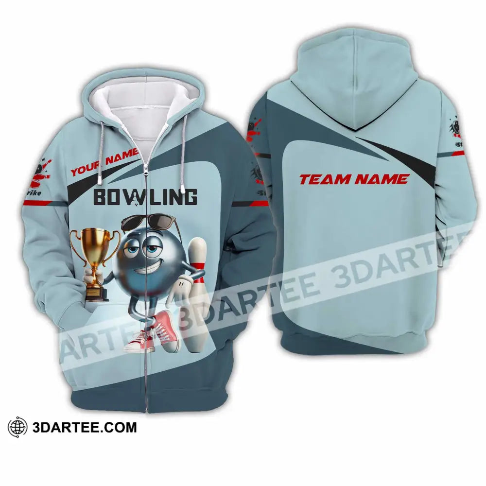 Unisex Shirt Custom Name And Team Bowling Polo Long Sleeve Love T-Shirt Zipper Hoodie / S T-Shirt