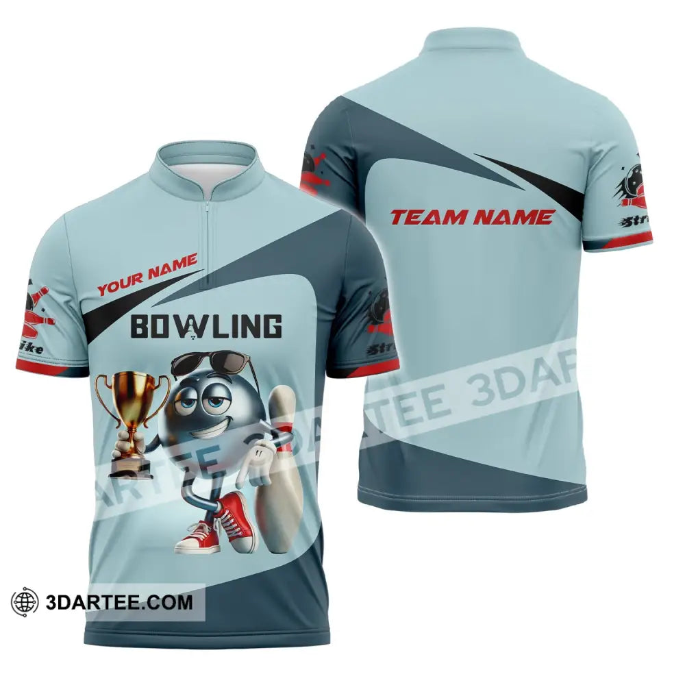 Unisex Shirt Custom Name And Team Bowling Polo Long Sleeve Love T-Shirt Zipper / S T-Shirt