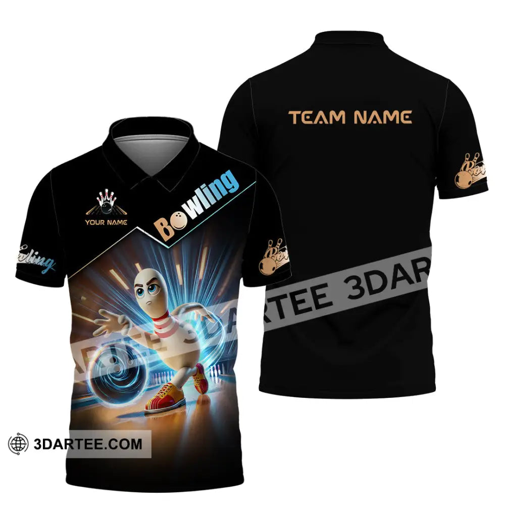 Unisex Shirt Custom Name And Team Bowling Polo Long Sleeve / S T-Shirt