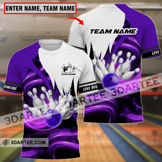 Unisex Shirt - Custom Name And Team Bowling Purple Motifs T-Shirt