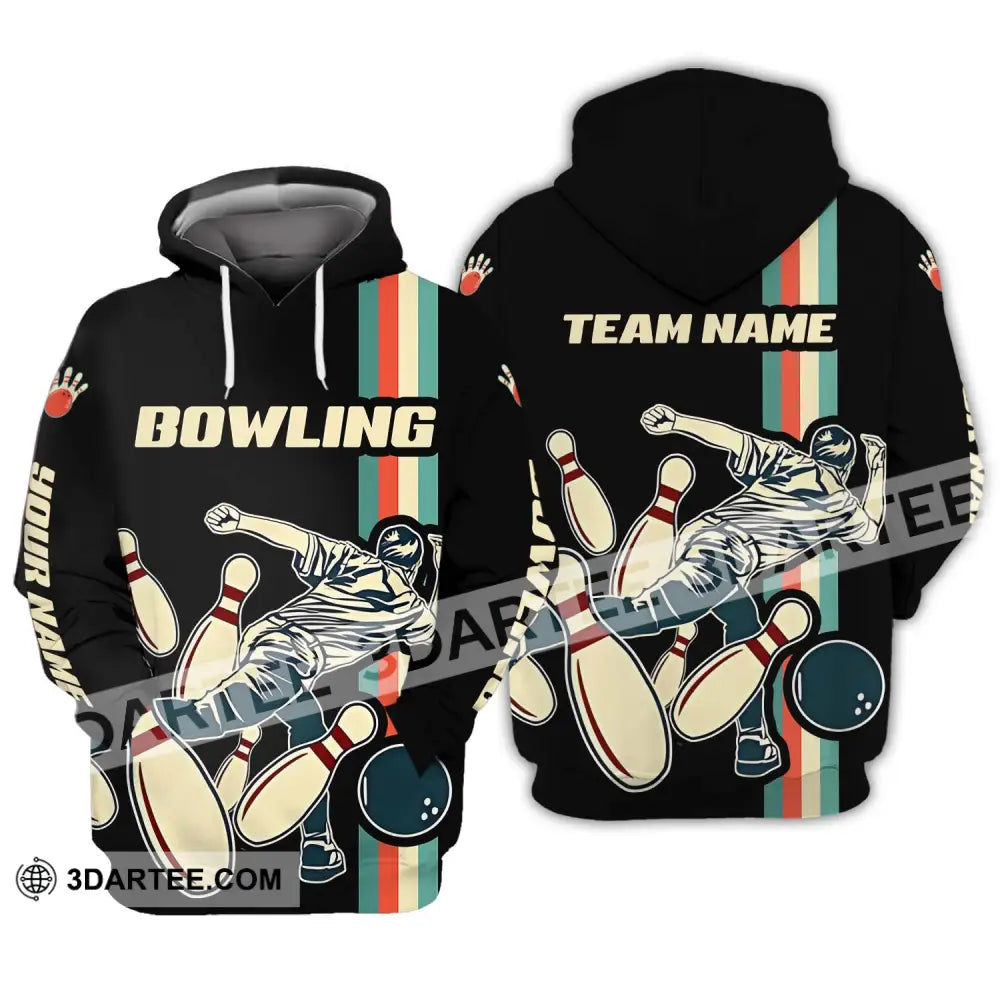 Unisex Shirt - Custom Name And Team Bowling Retro Color Hoodie / S T-Shirt