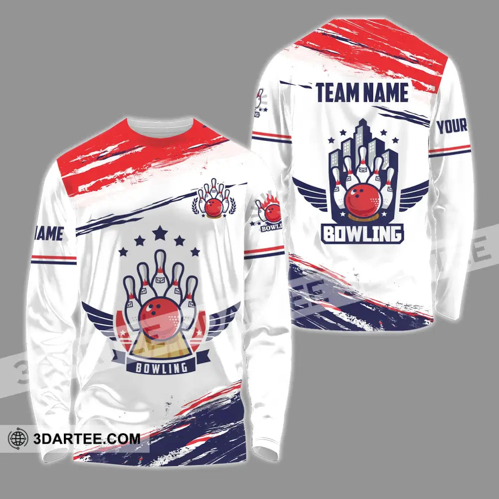 Unisex Shirt - Custom Name And Team Bowling Stars Long Sleeve / S T-Shirt