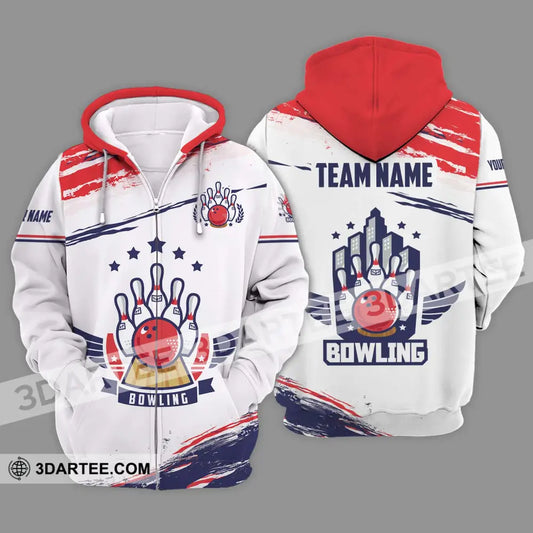 Unisex Shirt - Custom Name And Team Bowling Stars Zipper Hoodie / S T-Shirt