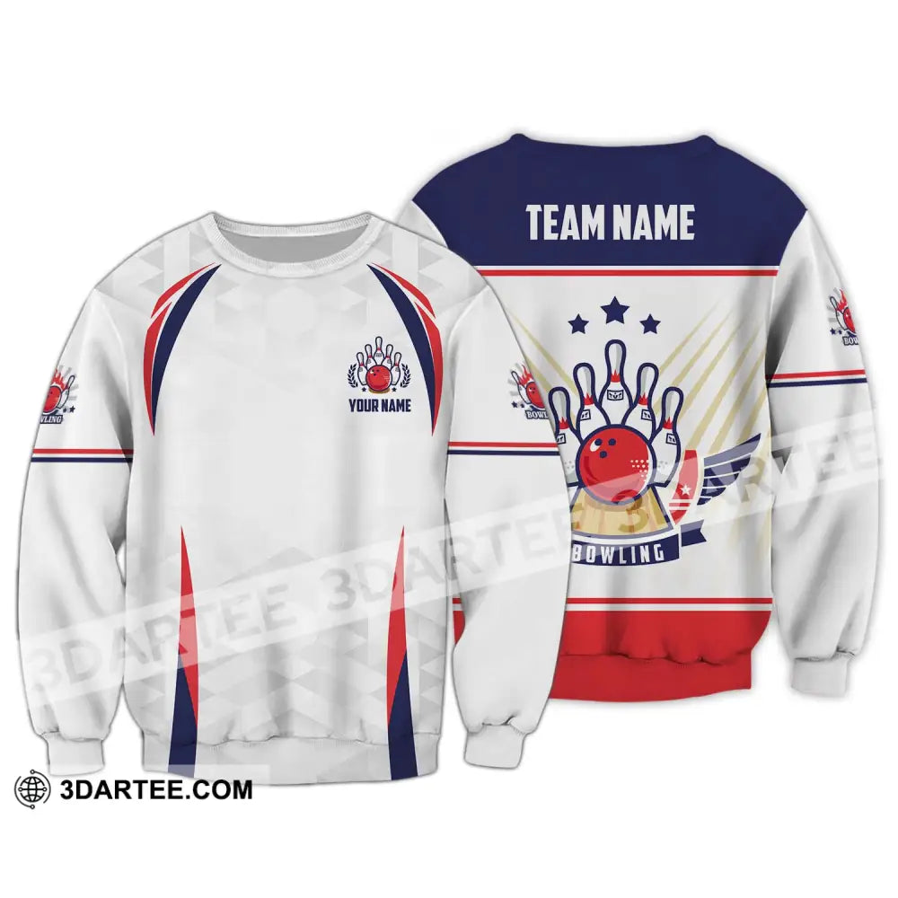 Unisex Shirt - Custom Name And Team Bowling Three Star Ball Long Sleeve / S T-Shirt