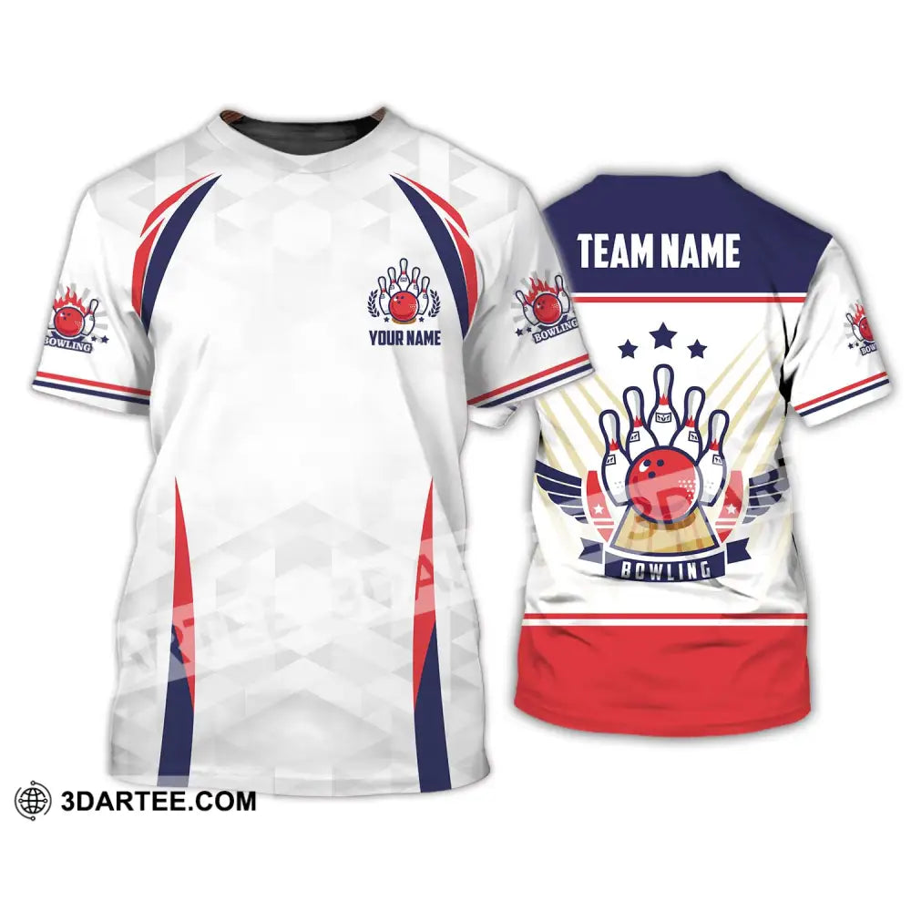 Unisex Shirt - Custom Name And Team Bowling Three Star Ball T-Shirt / S T-Shirt