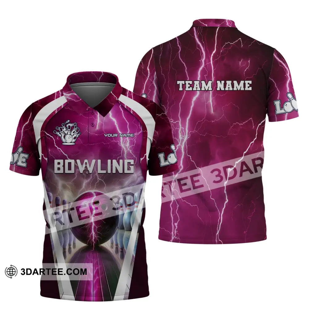 Unisex Shirt Custom Name And Team Bowling Zip Polo For Player T-Shirt / S T-Shirt