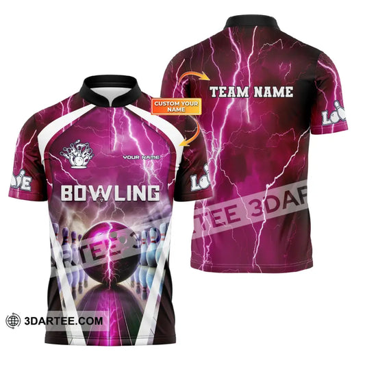 Unisex Shirt Custom Name And Team Bowling Zip Polo For Player T-Shirt Zipper / S T-Shirt