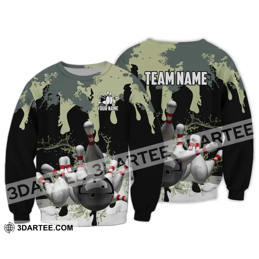 Unisex Shirt - Custom Name And Team Camouflage Color For Bowling Lover Long Sleeve / S T-Shirt