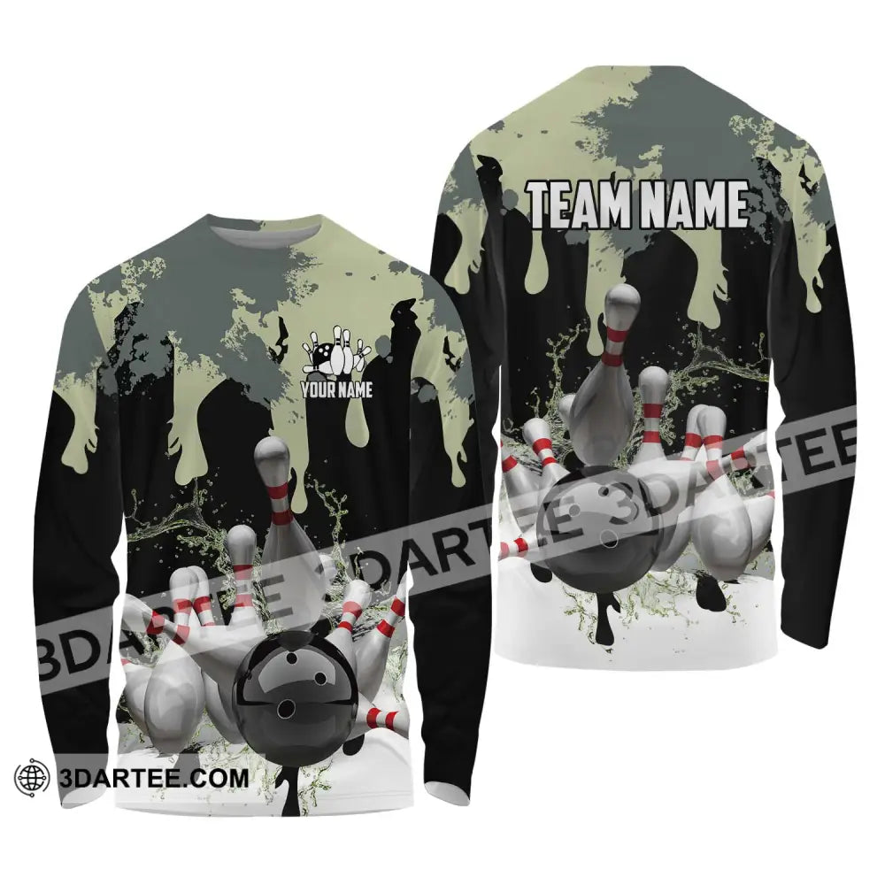 Unisex Shirt - Custom Name And Team Camouflage Color For Bowling Lover Long Sleeve / S T-Shirt