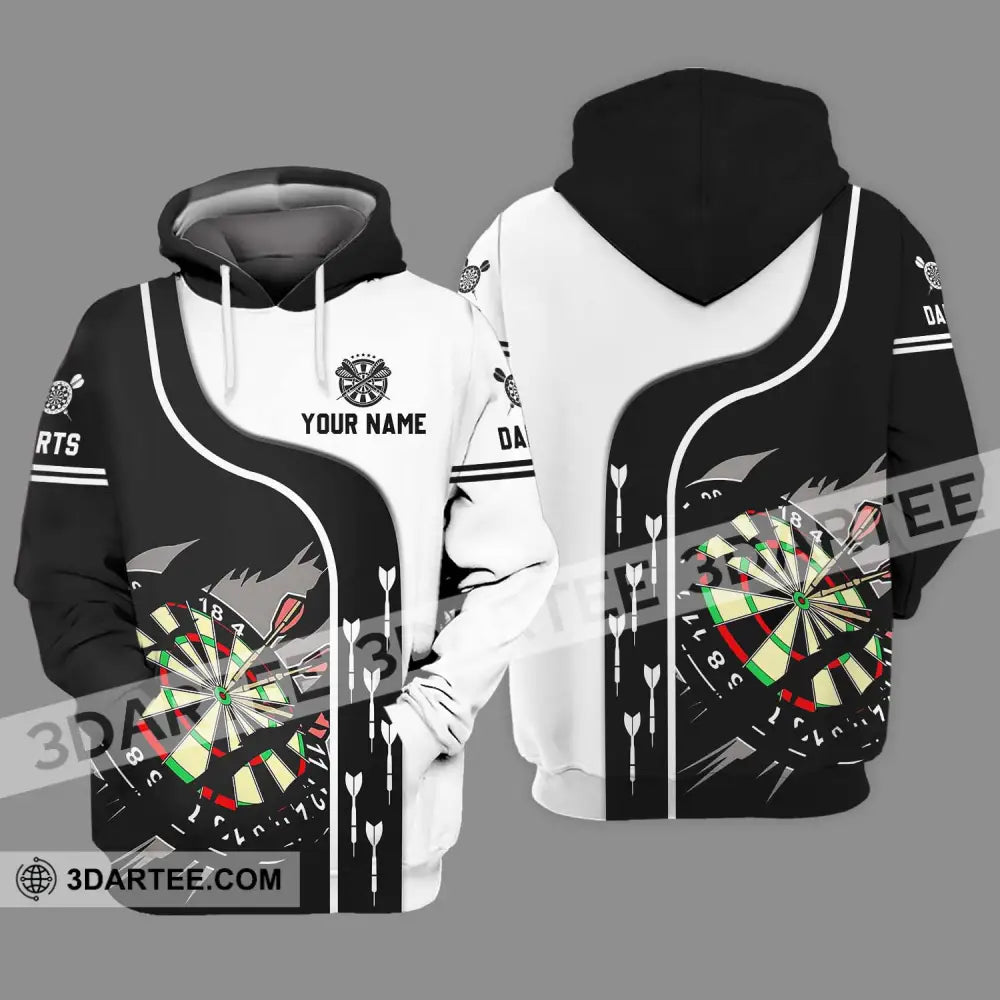 Unisex Shirt - Custom Name And Team Darts Black White Hoodie / S T-Shirt