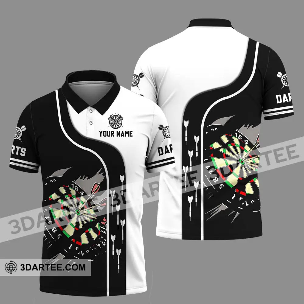 Unisex Shirt - Custom Name And Team Darts Black White Polo / S T-Shirt