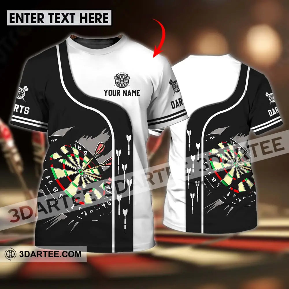 Unisex Shirt - Custom Name And Team Darts Black White T-Shirt