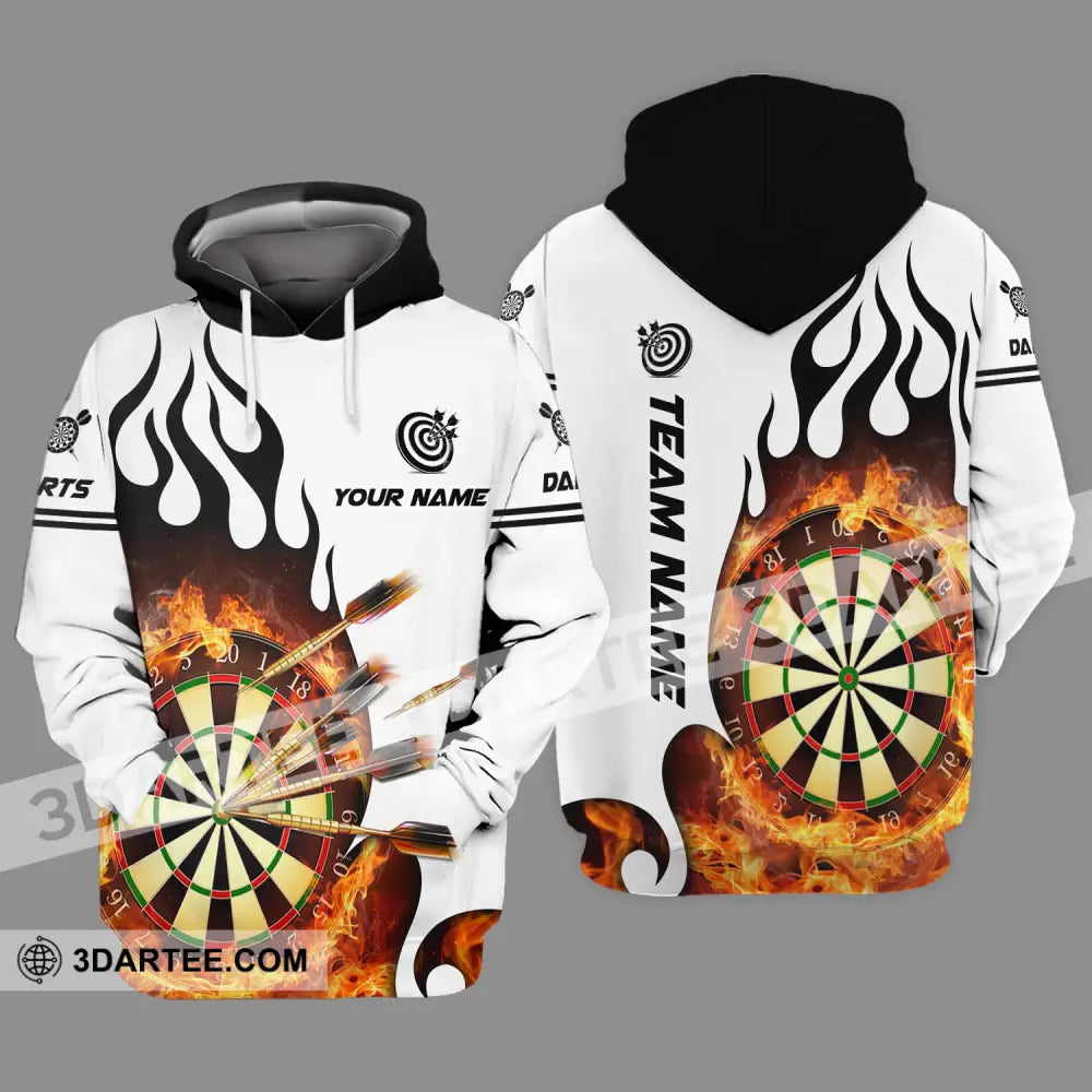 Unisex Shirt - Custom Name And Team Darts Fire Dartboard Hoodie / S T-Shirt