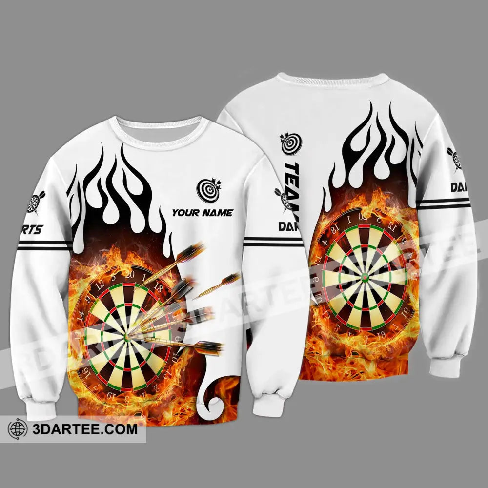 Unisex Shirt - Custom Name And Team Darts Fire Dartboard Long Sleeve / S T-Shirt